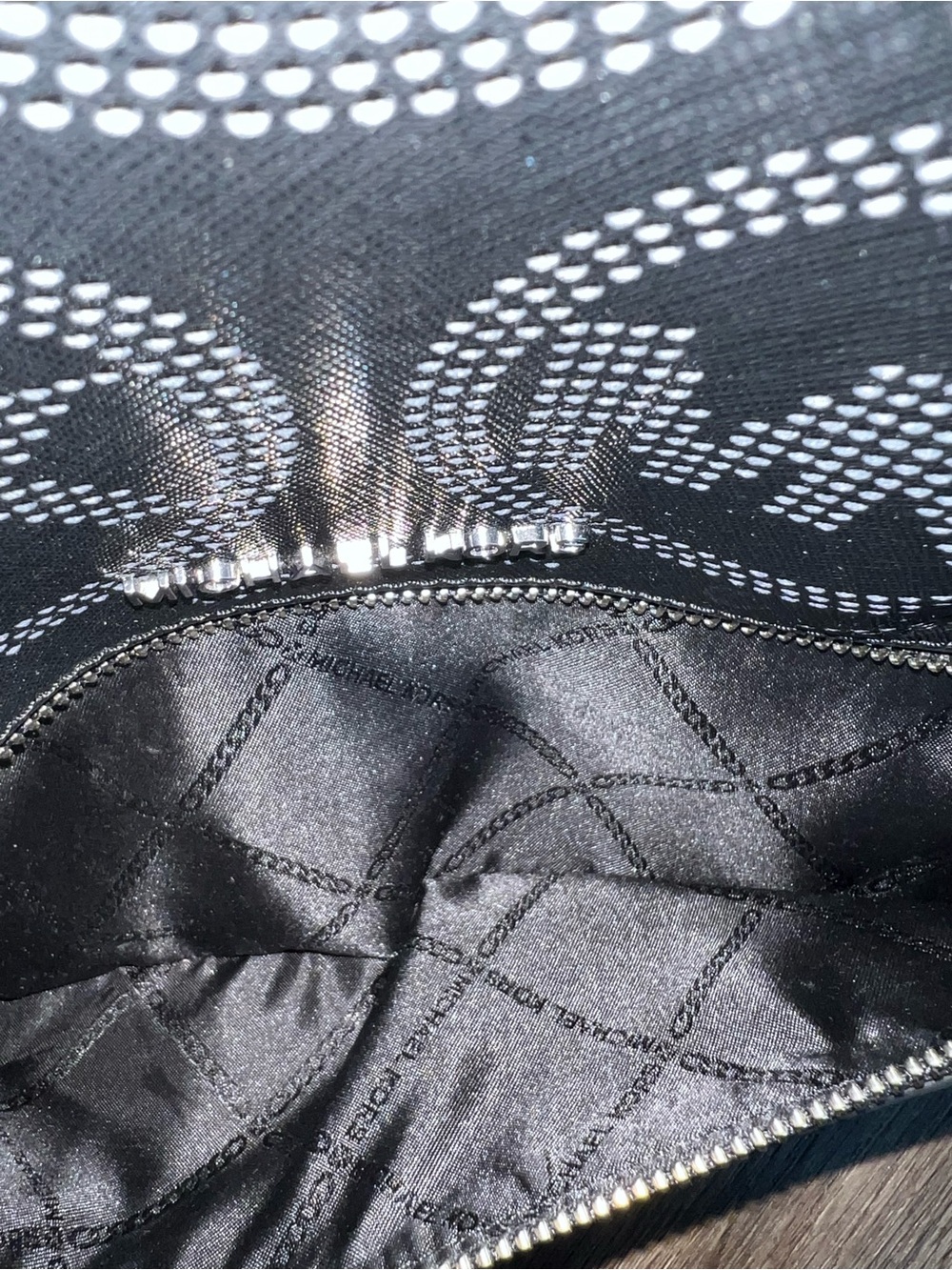 Michael Kors Black Perforated MK Logo Mini Backpack - Picture 3 of 6